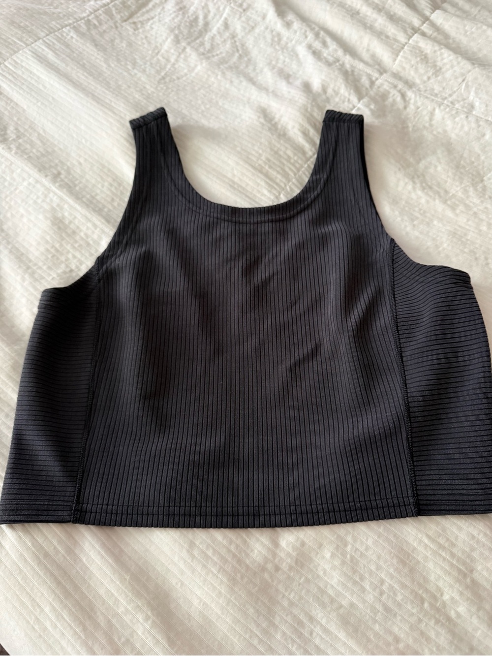 Sleeveless Ribbed Crop Tank Top - Black
